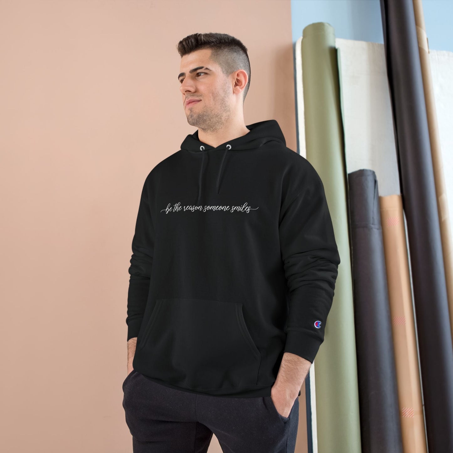 Be the Reason Someone Smiles Champion Hoodie Printify