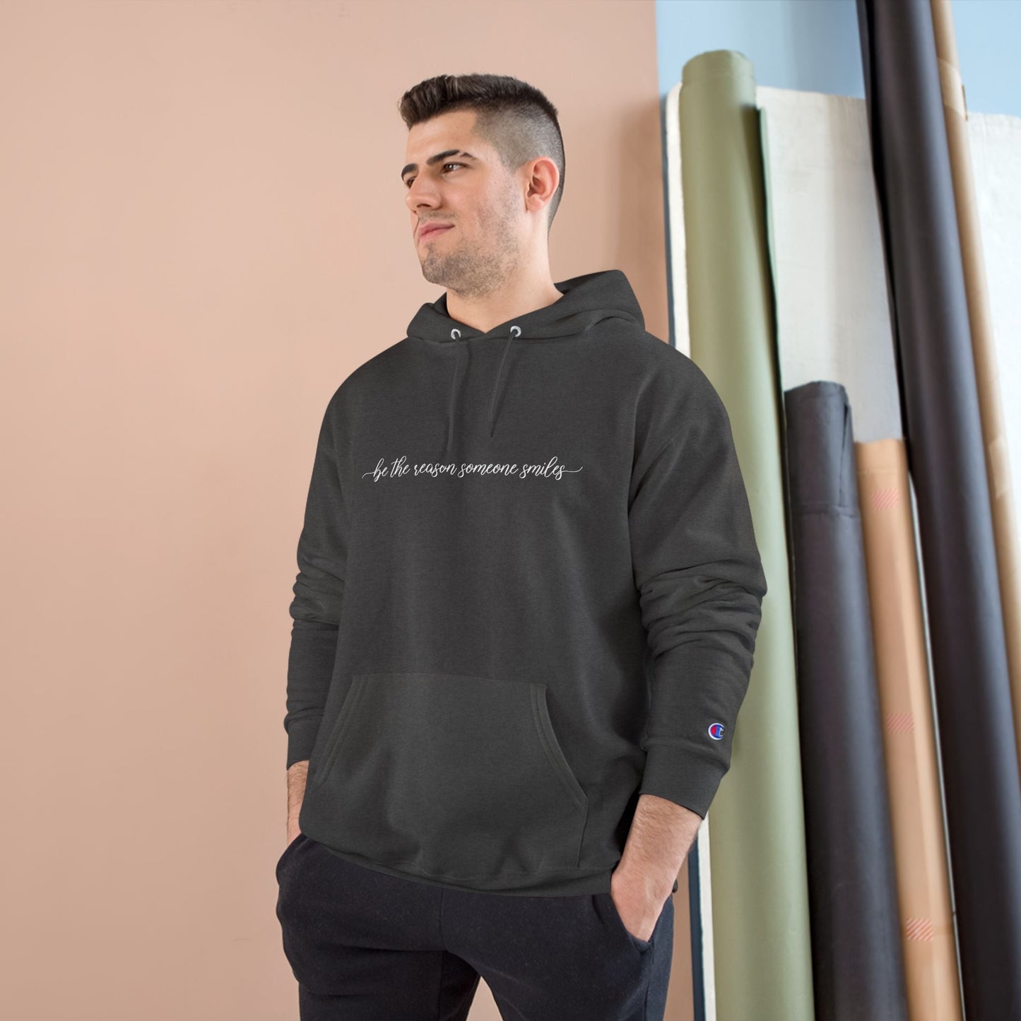 Be the Reason Someone Smiles Champion Hoodie Printify