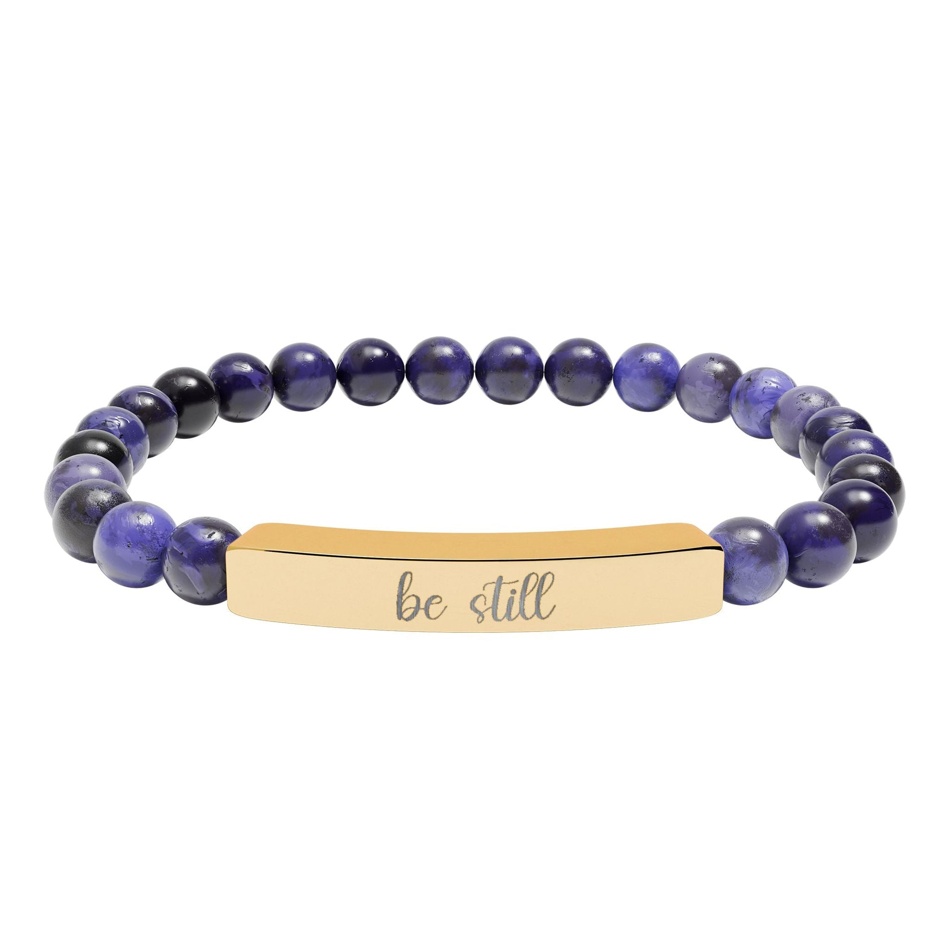 Be Still Natural Stone Engraved Bar Bracelet Printify