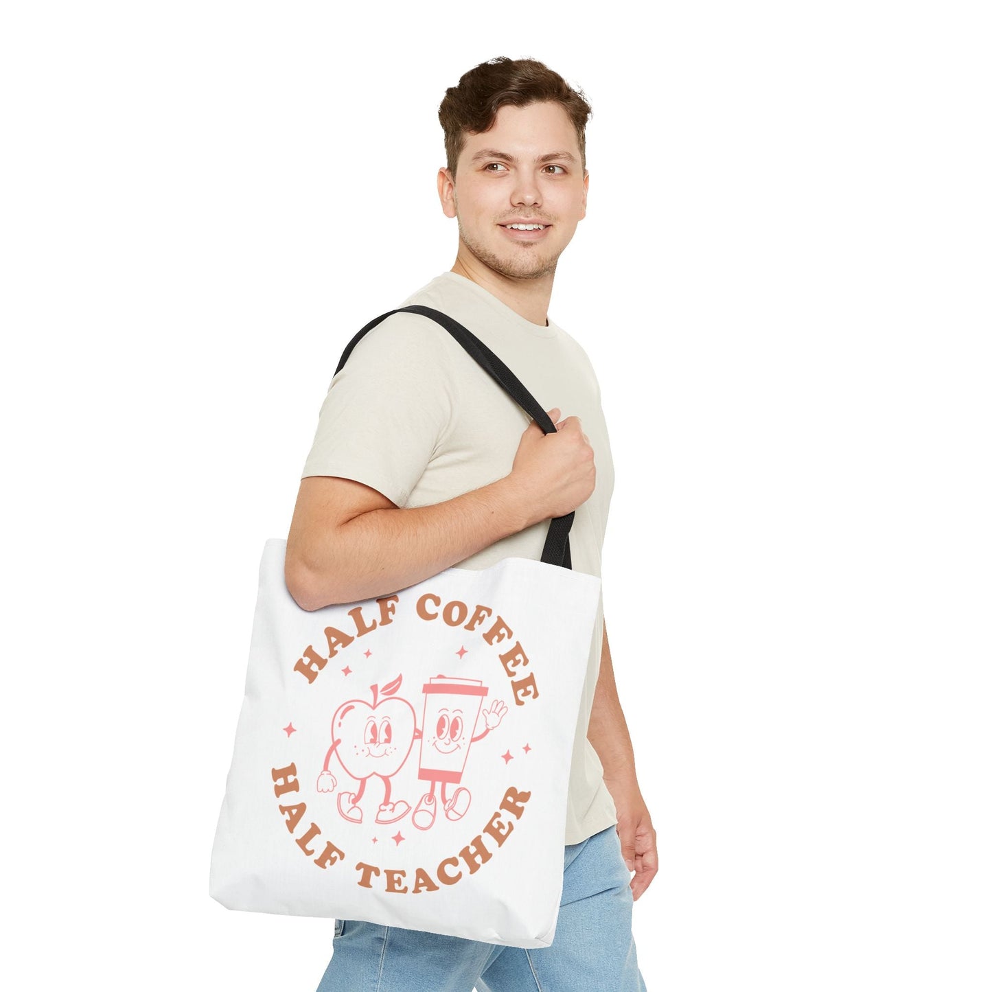 Half Coffee Half Teacher Tote Printify