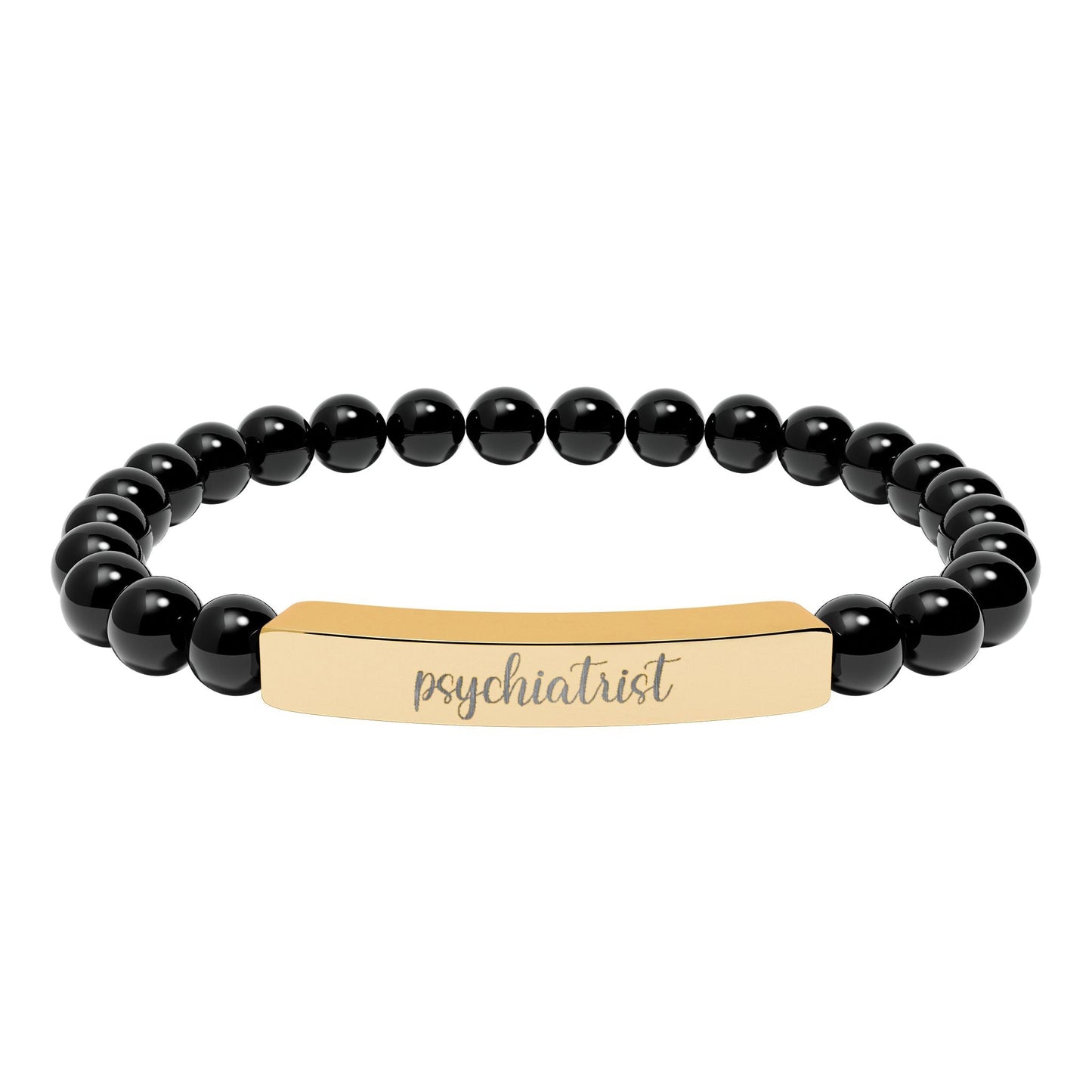 Psychiatrist Natural Stone Engraved Bar Bracelet Printify