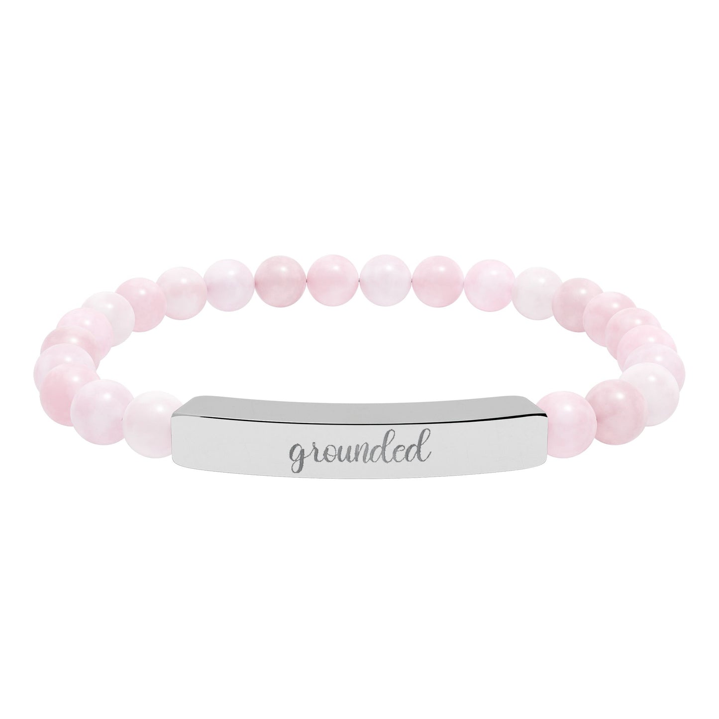 Grounded Natural Stone Engraved Bar Bracelet