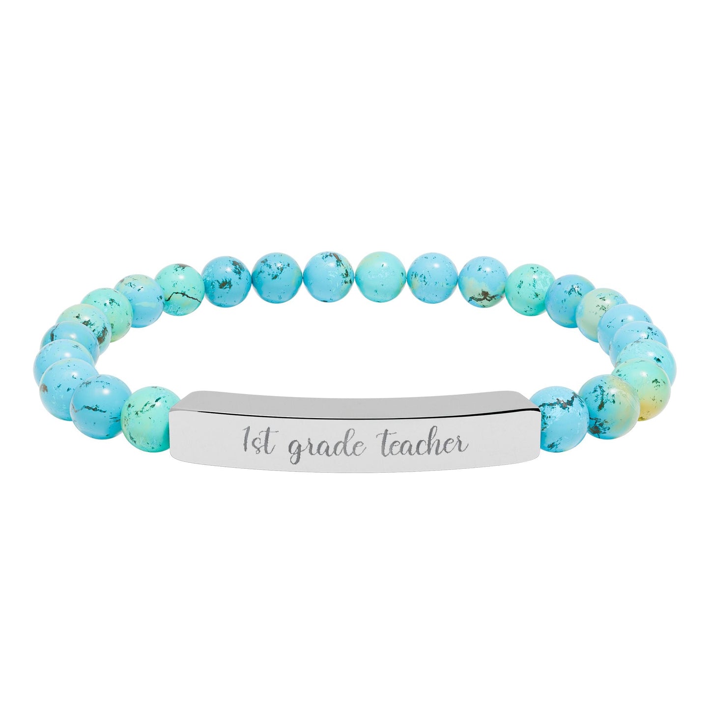 Custom Grade Level Teacher Natural Stone Bar Bracelet Printify