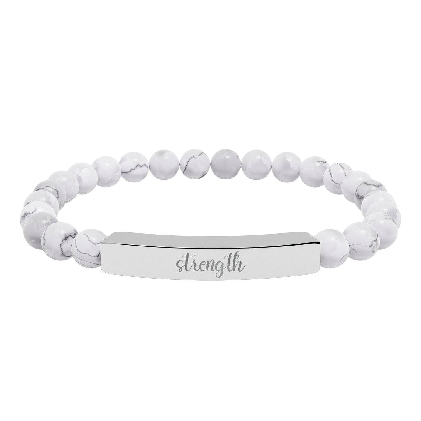Strength Natural Stone Engraved Bar Bracelet Printify