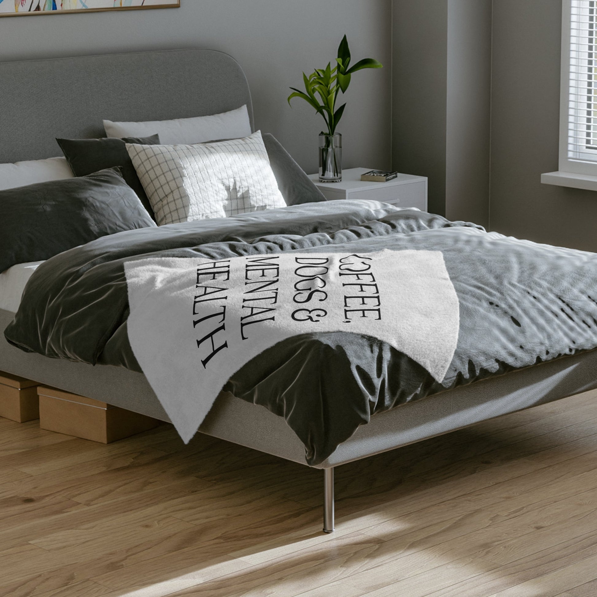 Coffee, Dogs & Mental Health Blanket Printify