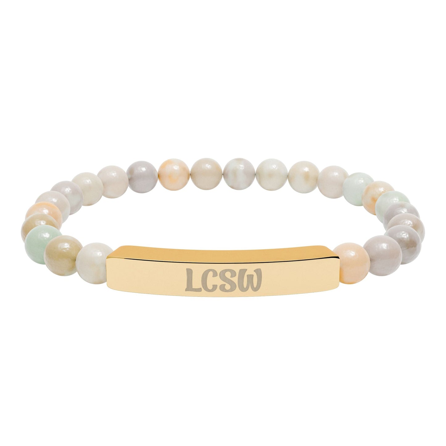 LCSW Engraved Natural Stone Bracelet Printify