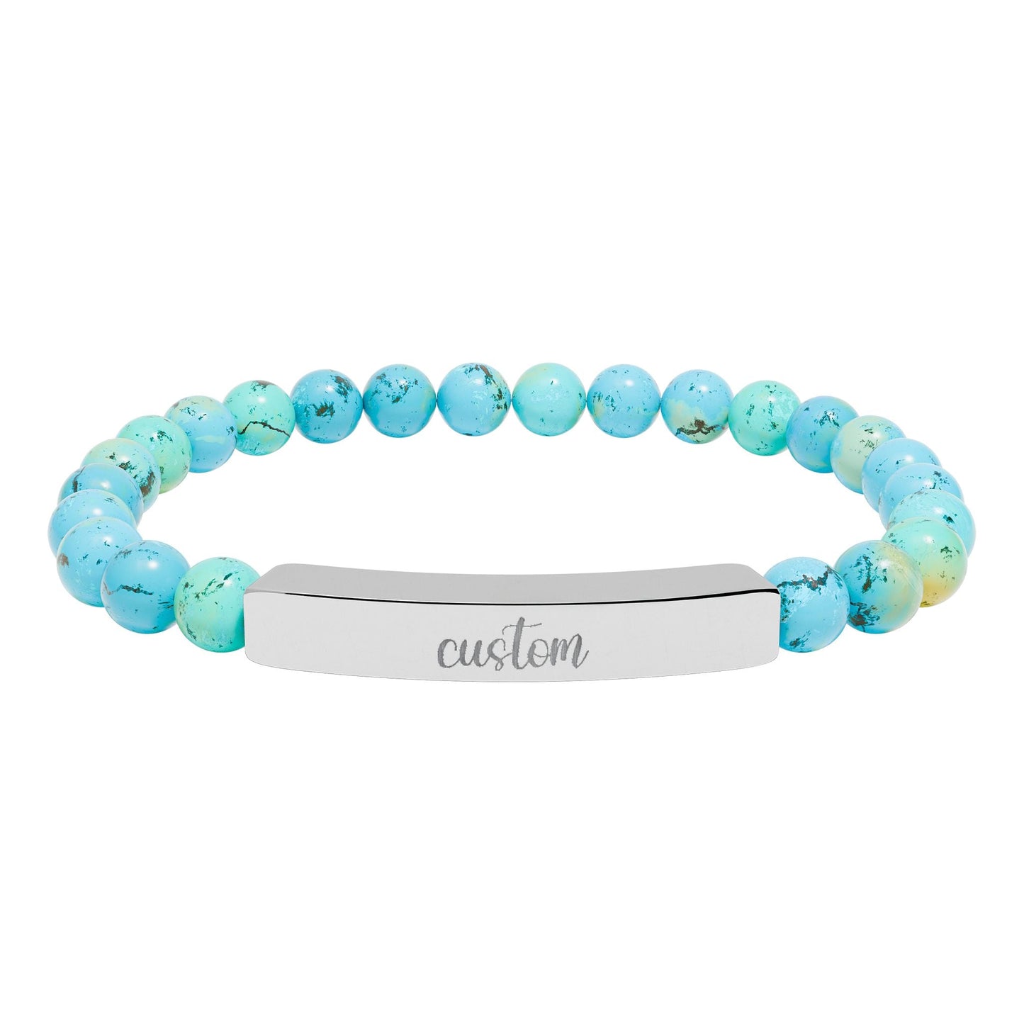 Custom Engraved Natural Stone Bar Bracelet Printify