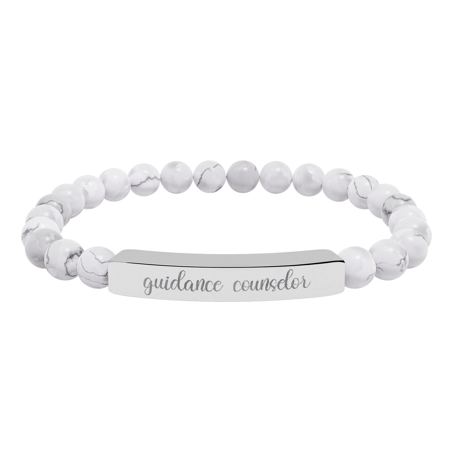 Guidance Counselor Natural Stone Engraved Bar Bracelet Printify