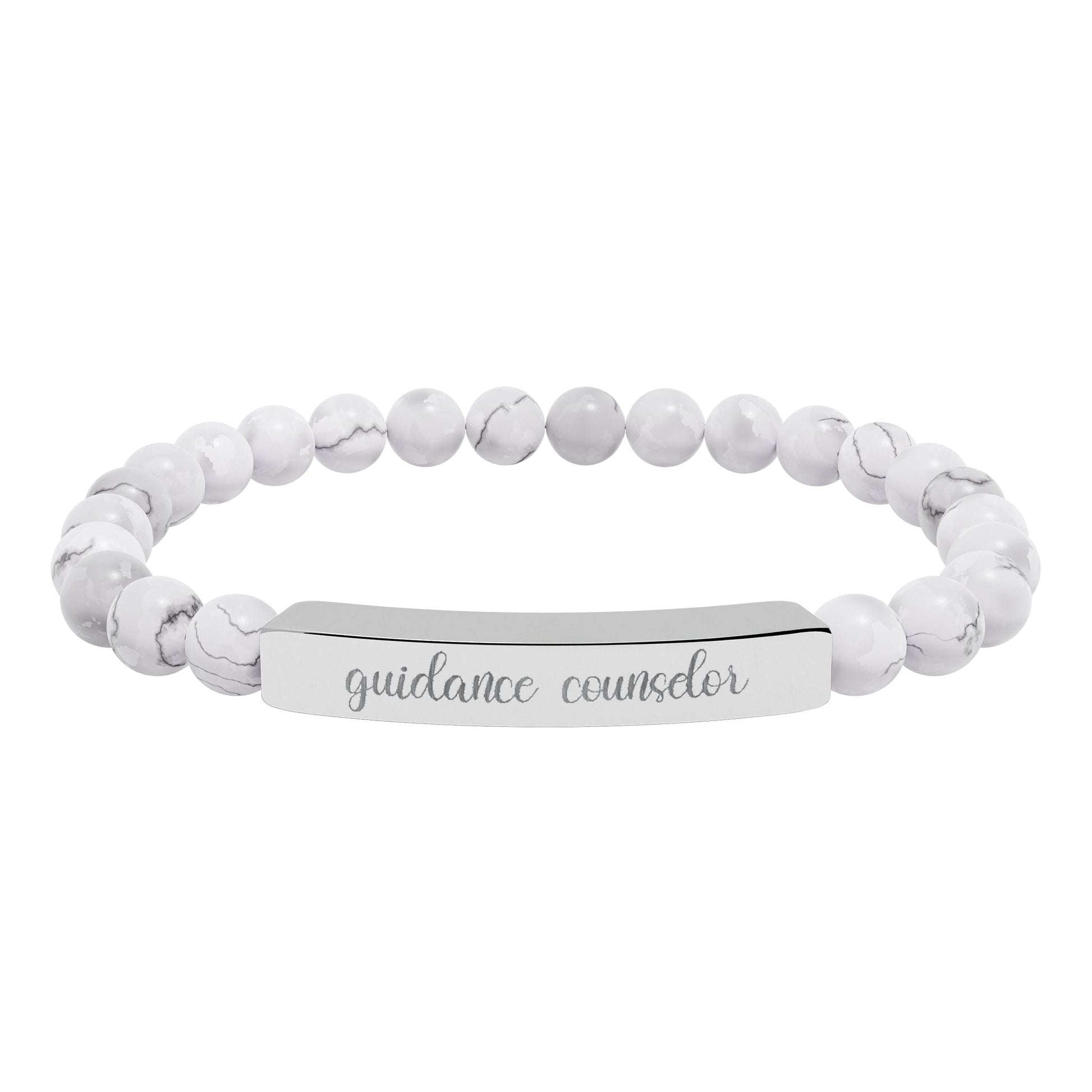 Guidance Counselor Natural Stone Engraved Bar Bracelet Printify