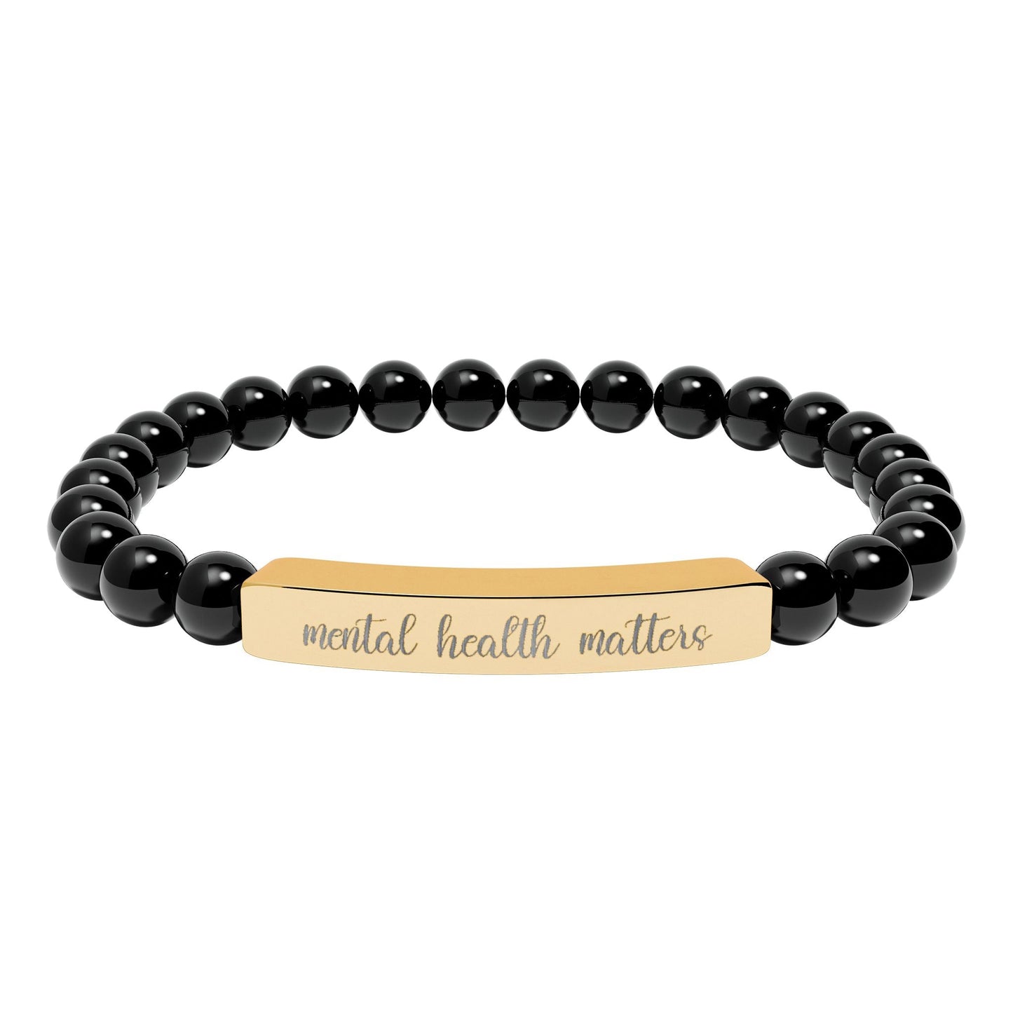 Mental Health Matters Natural Stone Engraved Bar Bracelet Printify