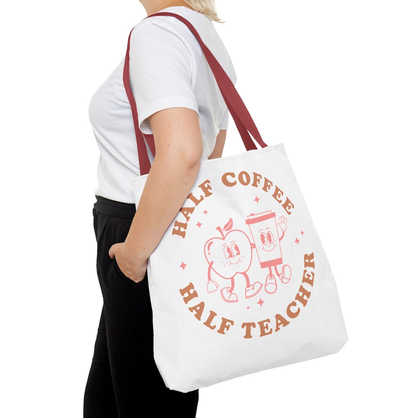 Half Coffee Half Teacher Tote Printify