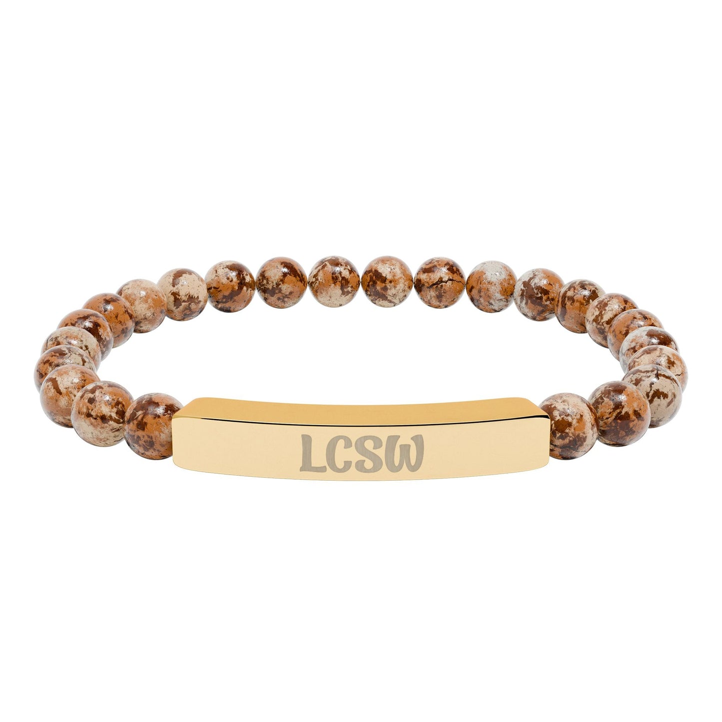 LCSW Engraved Natural Stone Bracelet Printify
