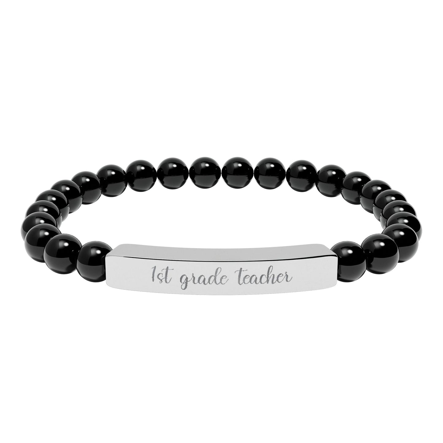 Custom Grade Level Teacher Natural Stone Bar Bracelet Printify