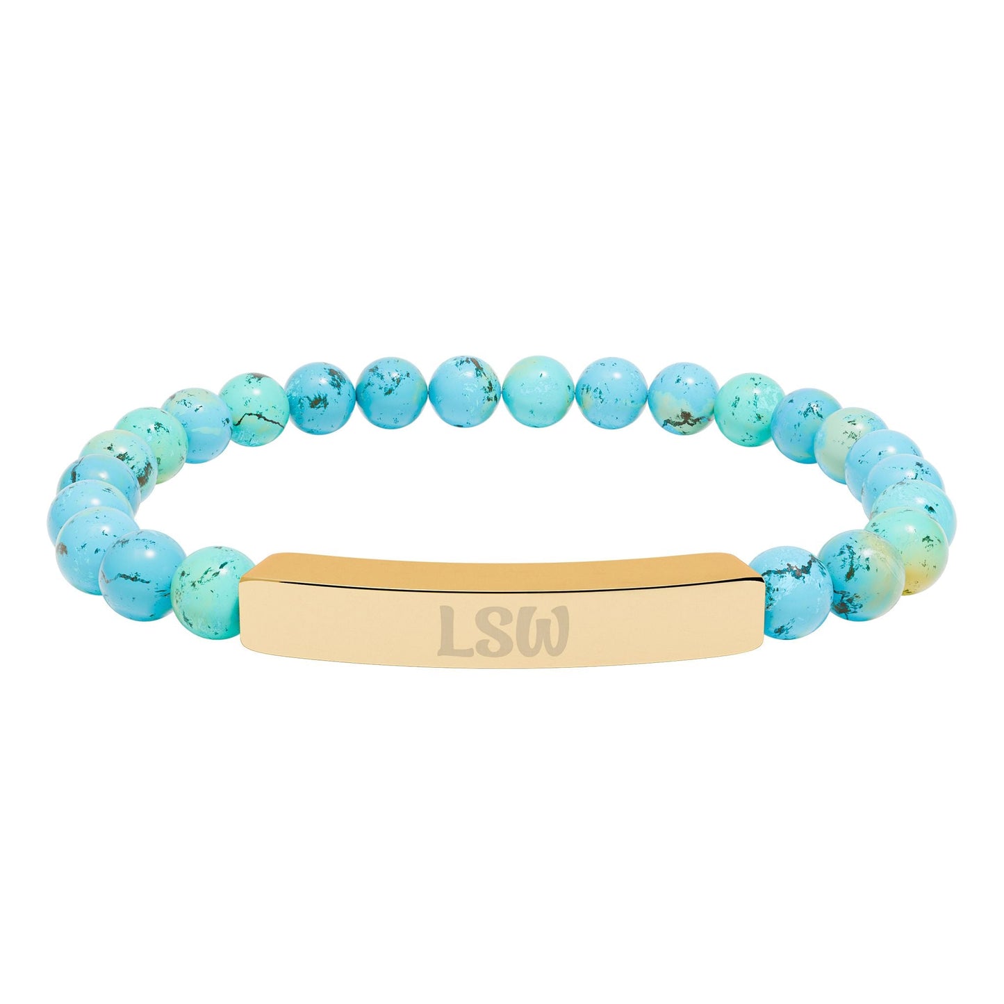 LSW Natural Stone Engraved Bar Bracelet Printify