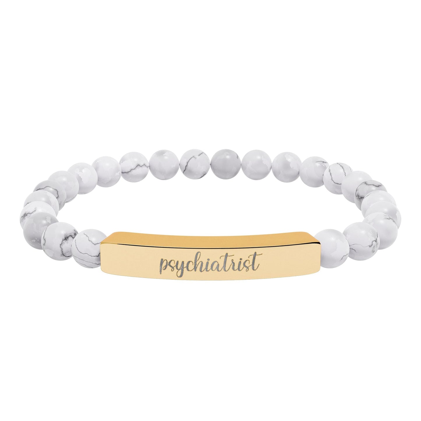 Psychiatrist Natural Stone Engraved Bar Bracelet Printify