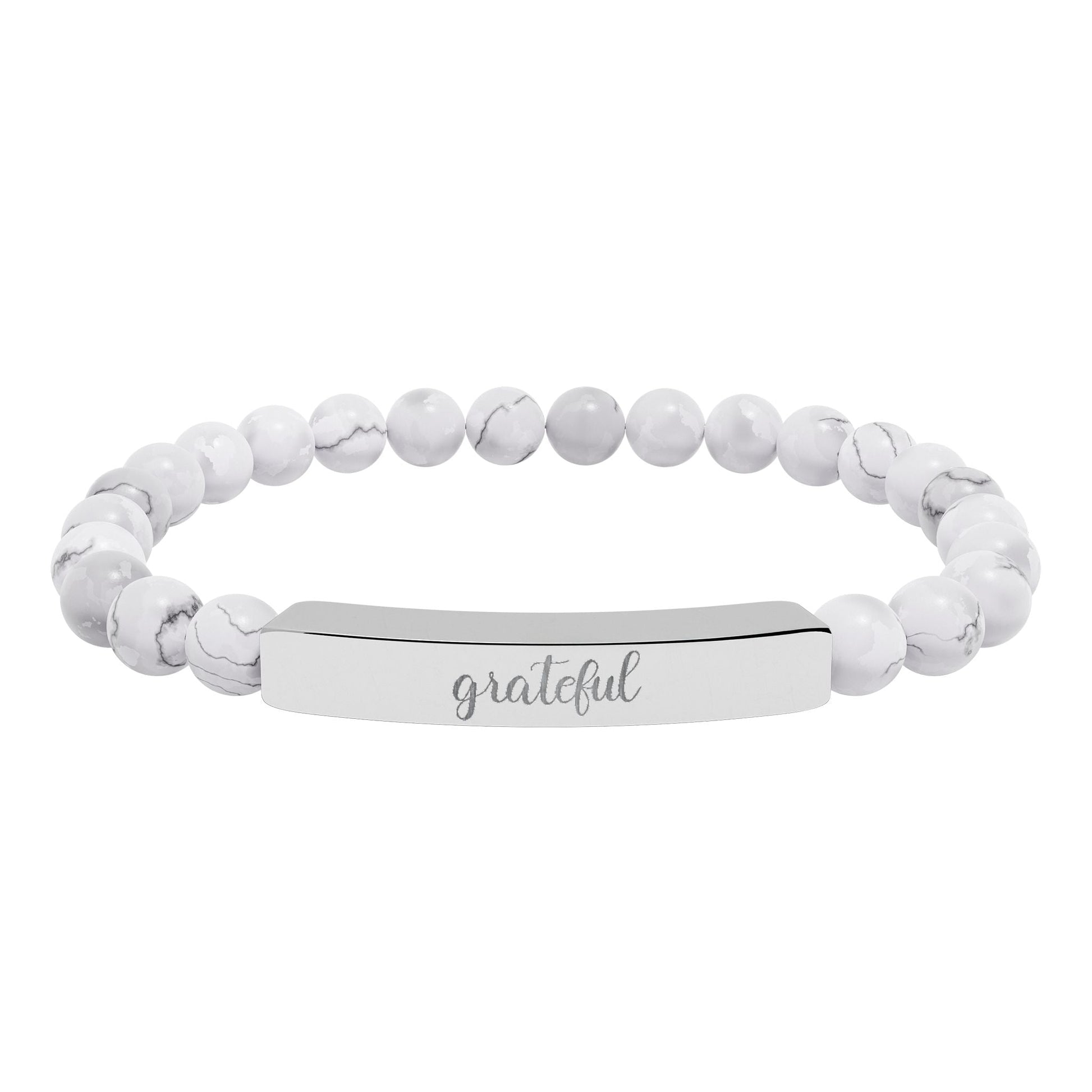 Grateful Natural Stone Engraved Bar Bracelet Printify