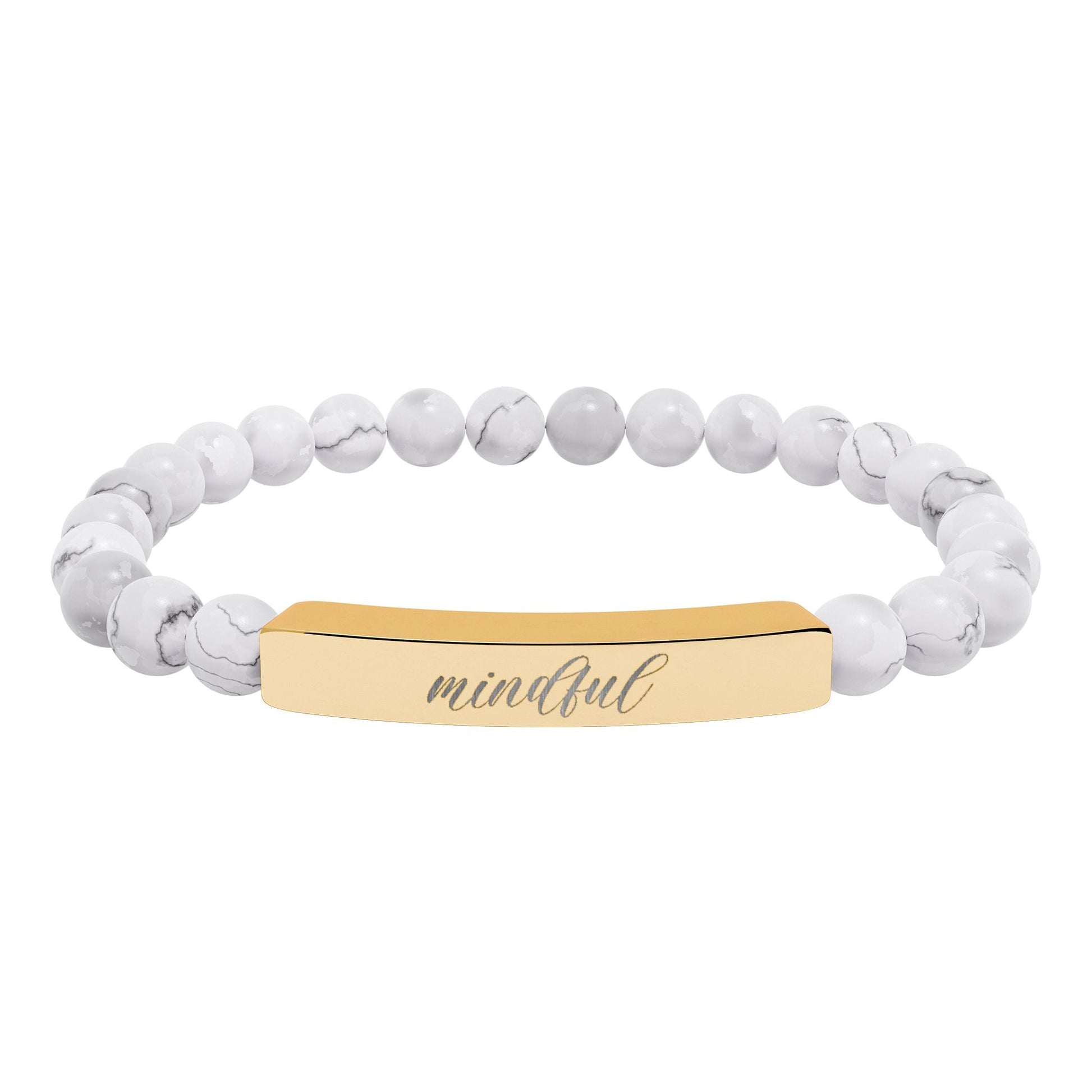 Mindful Natural Stone Engraved Bar Bracelet Printify