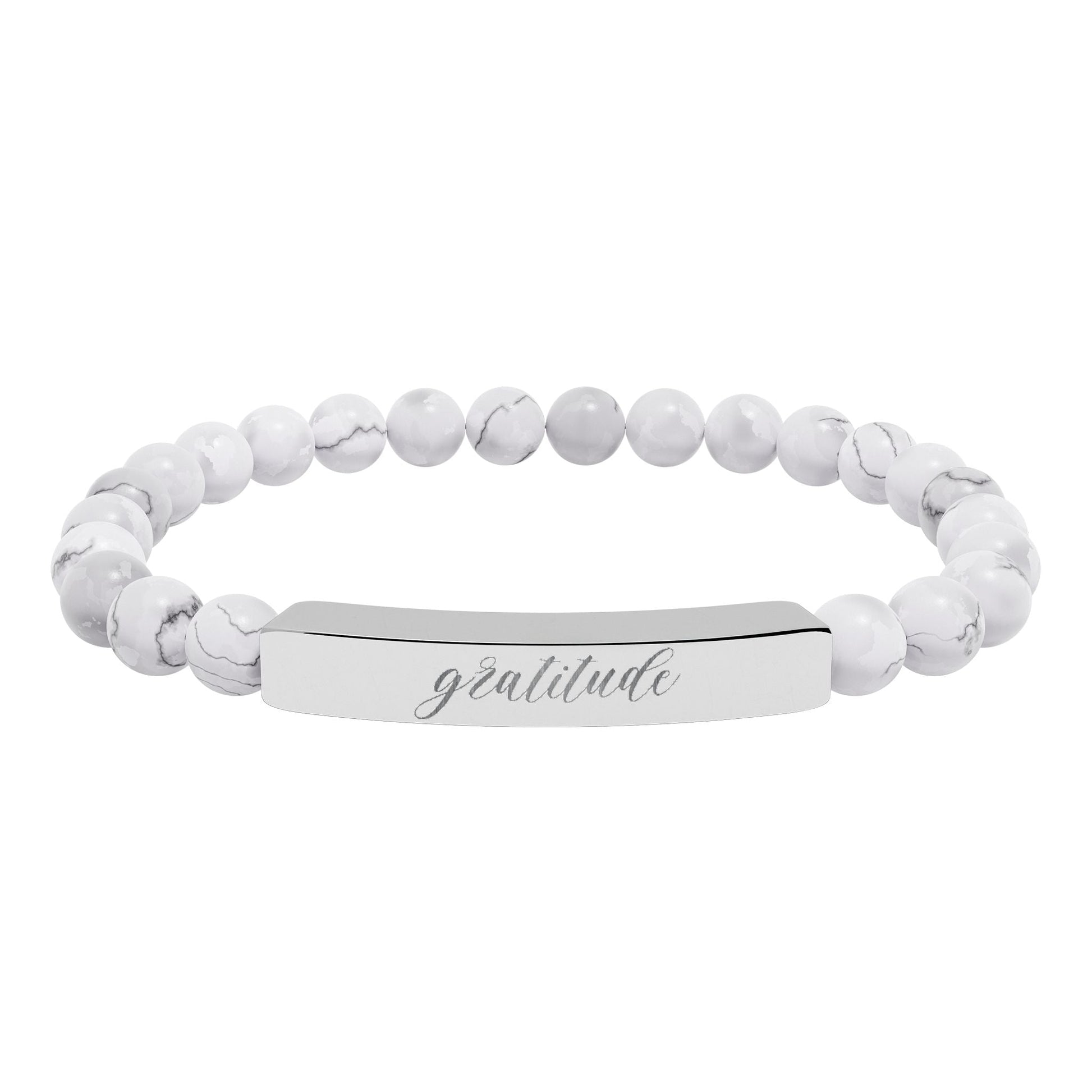 Gratitude Natural Stone Engraved Bar Bracelet Printify
