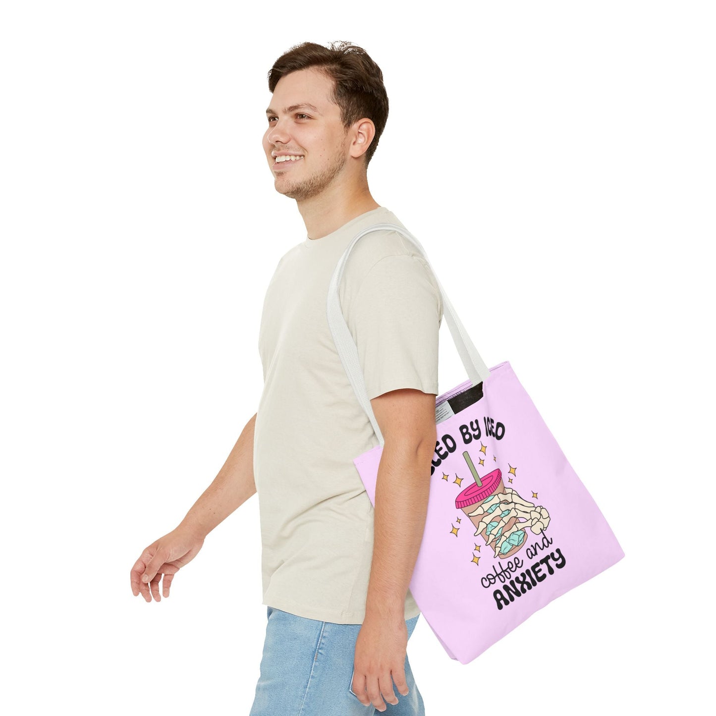 Fueled By Iced Coffee And Anxiety Tote Printify
