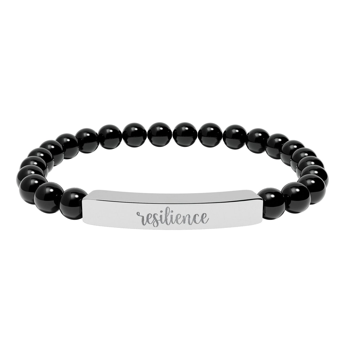 Resilience Natural Stone Engraved Bar Bracelet Printify