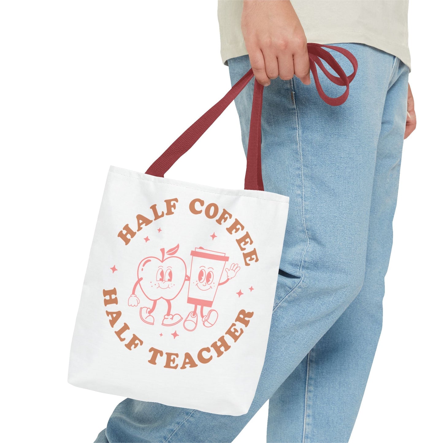 Half Coffee Half Teacher Tote Printify