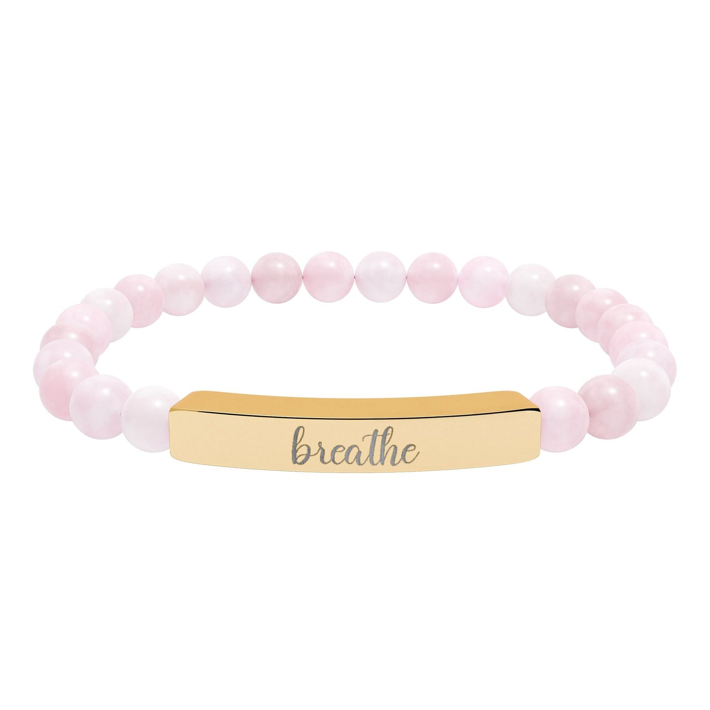 Breathe Engraved Natural Stone Bar Bracelet Printify
