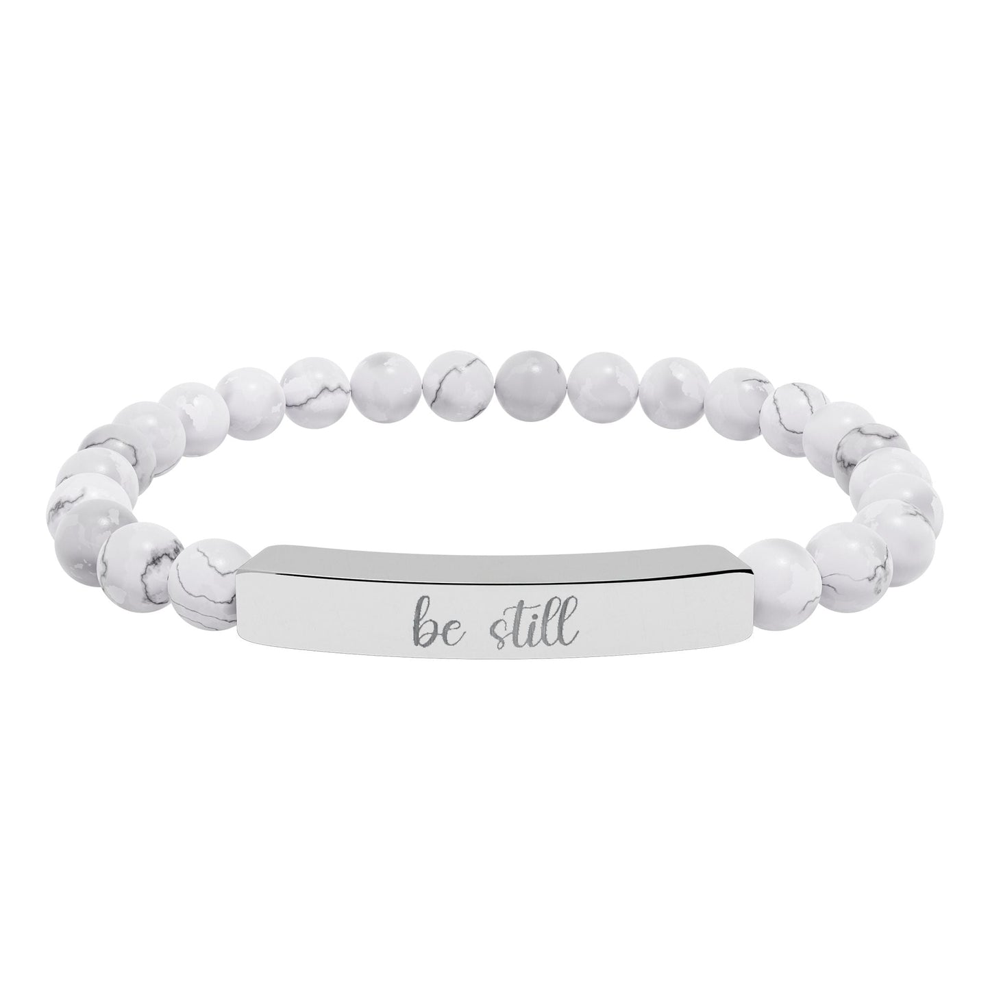 Be Still Natural Stone Engraved Bar Bracelet Printify