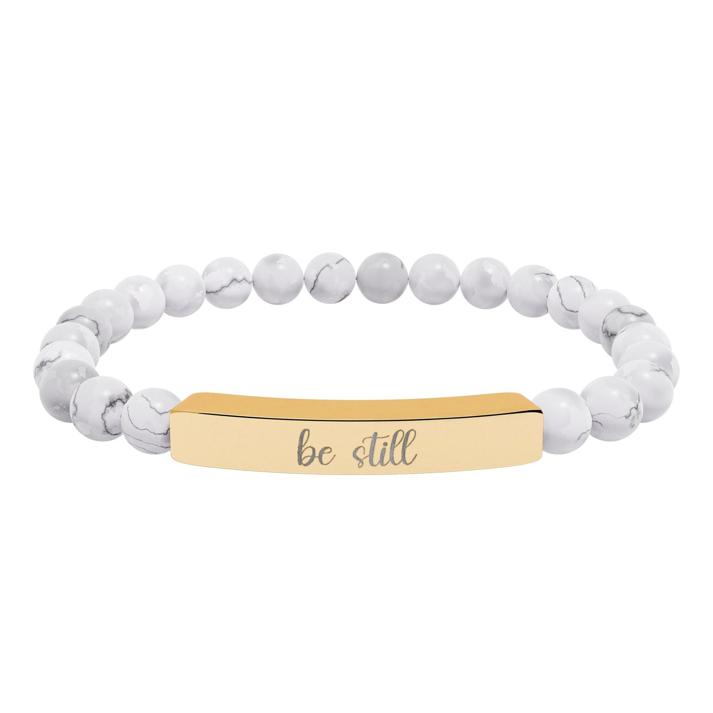 Be Still Natural Stone Engraved Bar Bracelet Printify