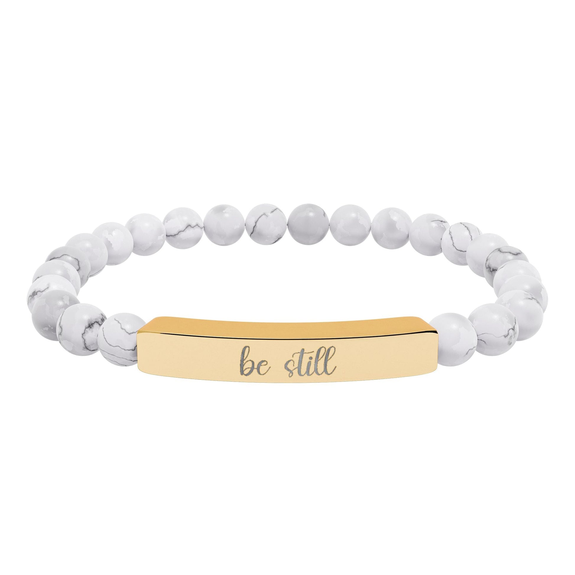 Be Still Natural Stone Engraved Bar Bracelet Printify
