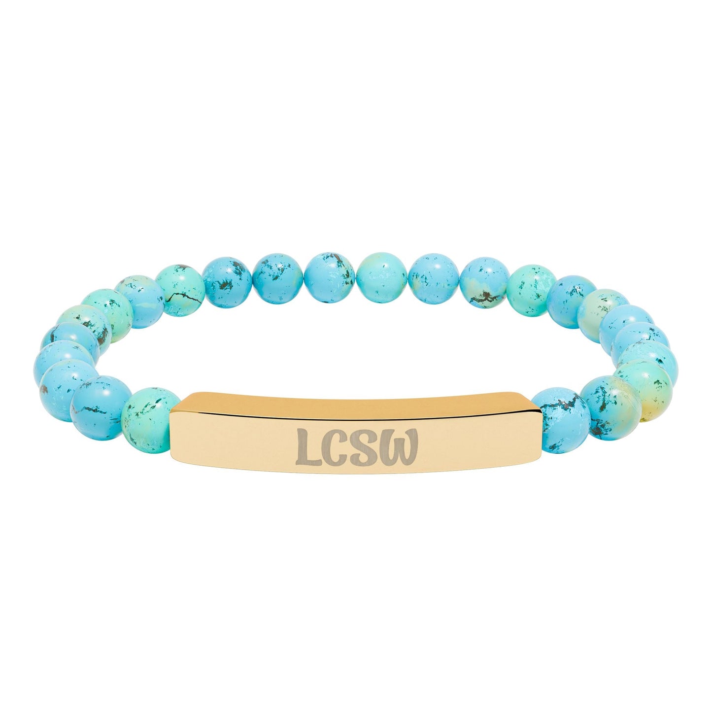 LCSW Engraved Natural Stone Bracelet Printify