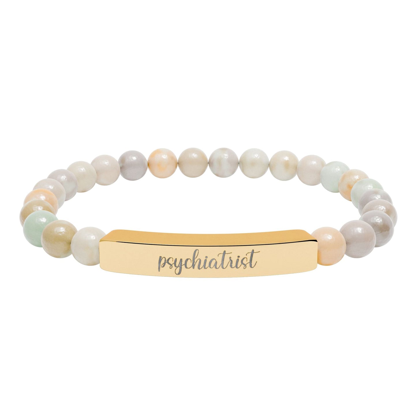 Psychiatrist Natural Stone Engraved Bar Bracelet Printify