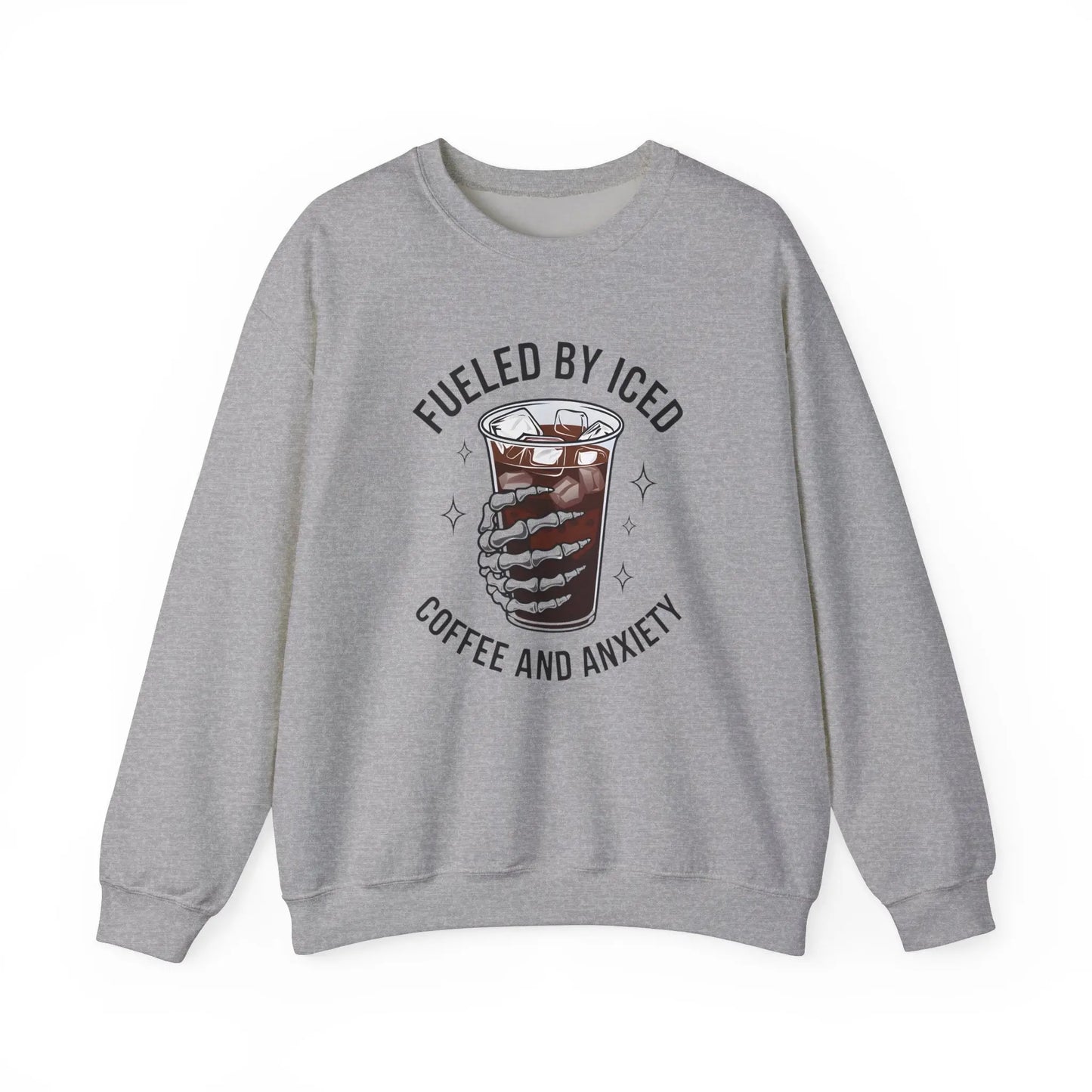 Fueled by Iced Coffee & Anxiety Crewneck - MindLyssMoments LLC