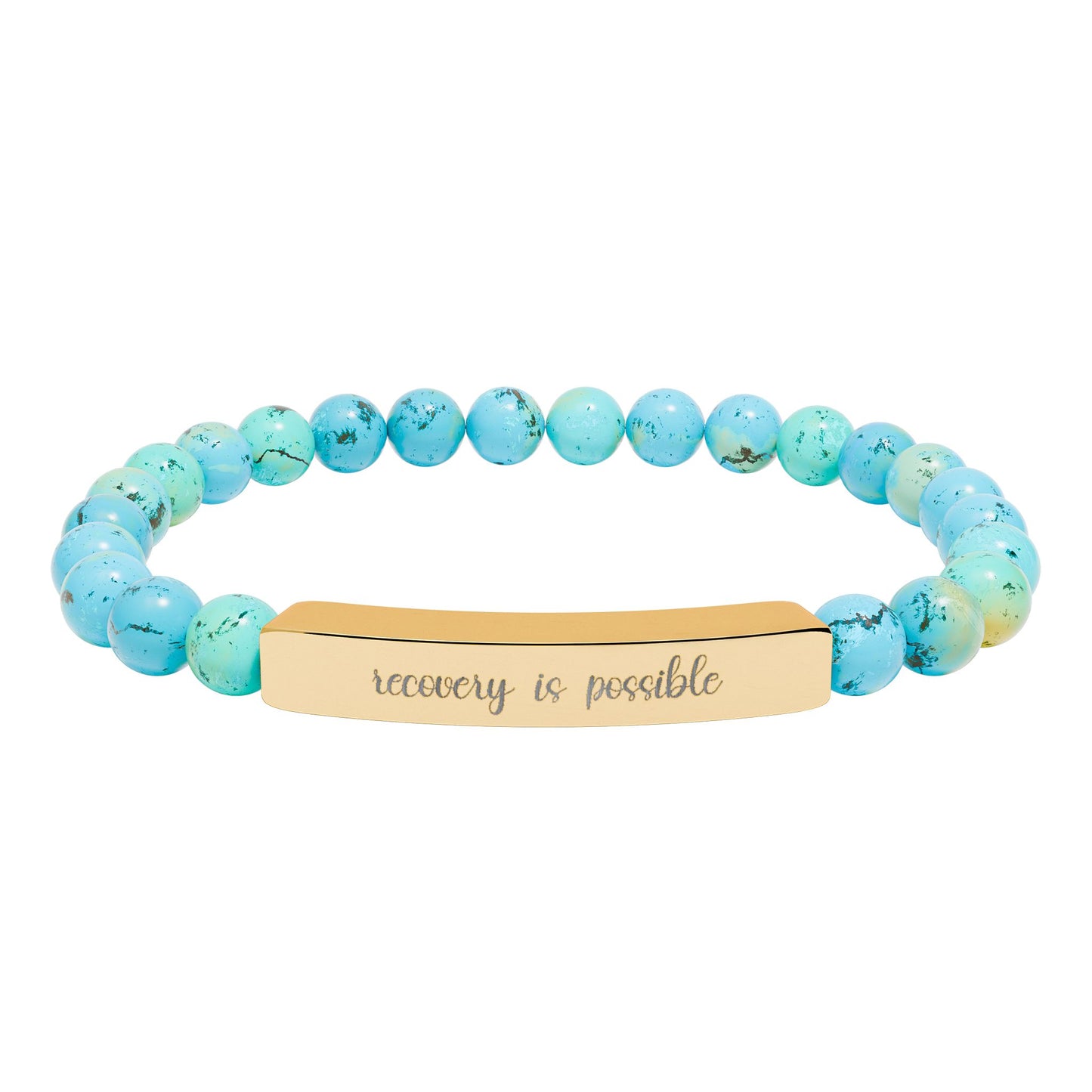 Recovery is Possible Natural Stone Engraved Bar Bracelet