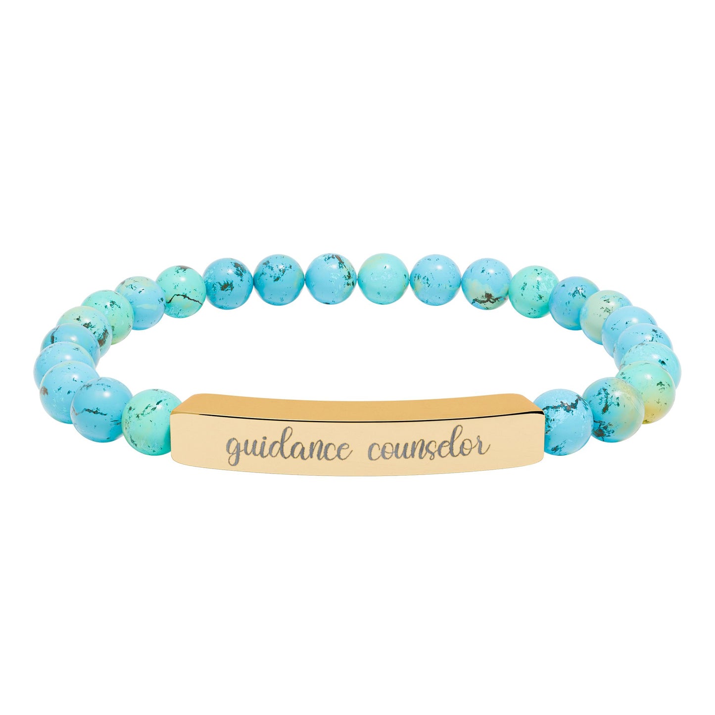 Guidance Counselor Natural Stone Engraved Bar Bracelet
