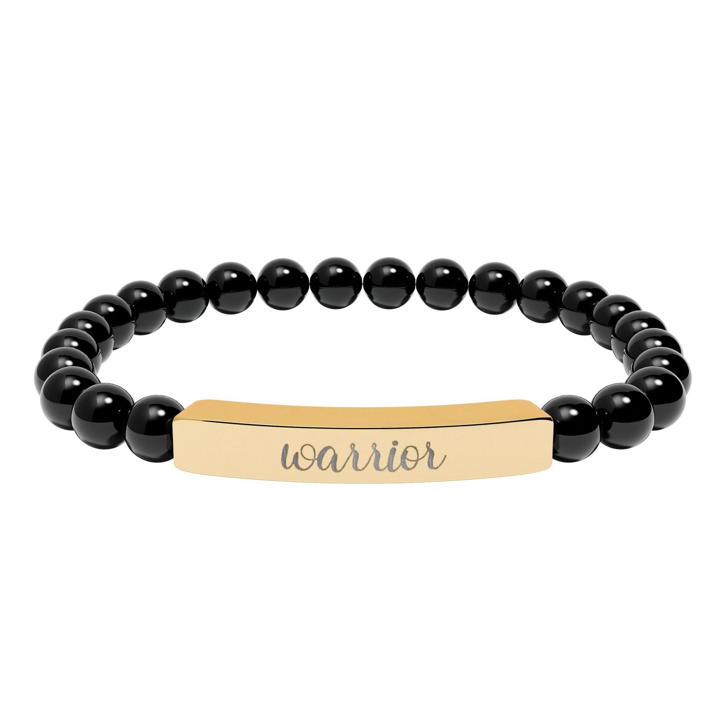 Warrior Natural Stone Engraved Bar Bracelet Printify
