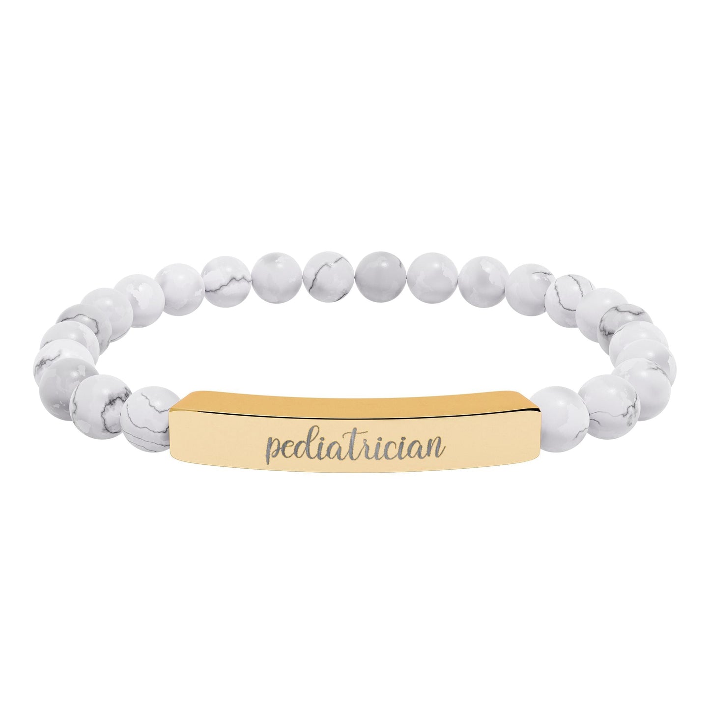 Pediatrician Natural Stone Engraved Bar Bracelet Printify