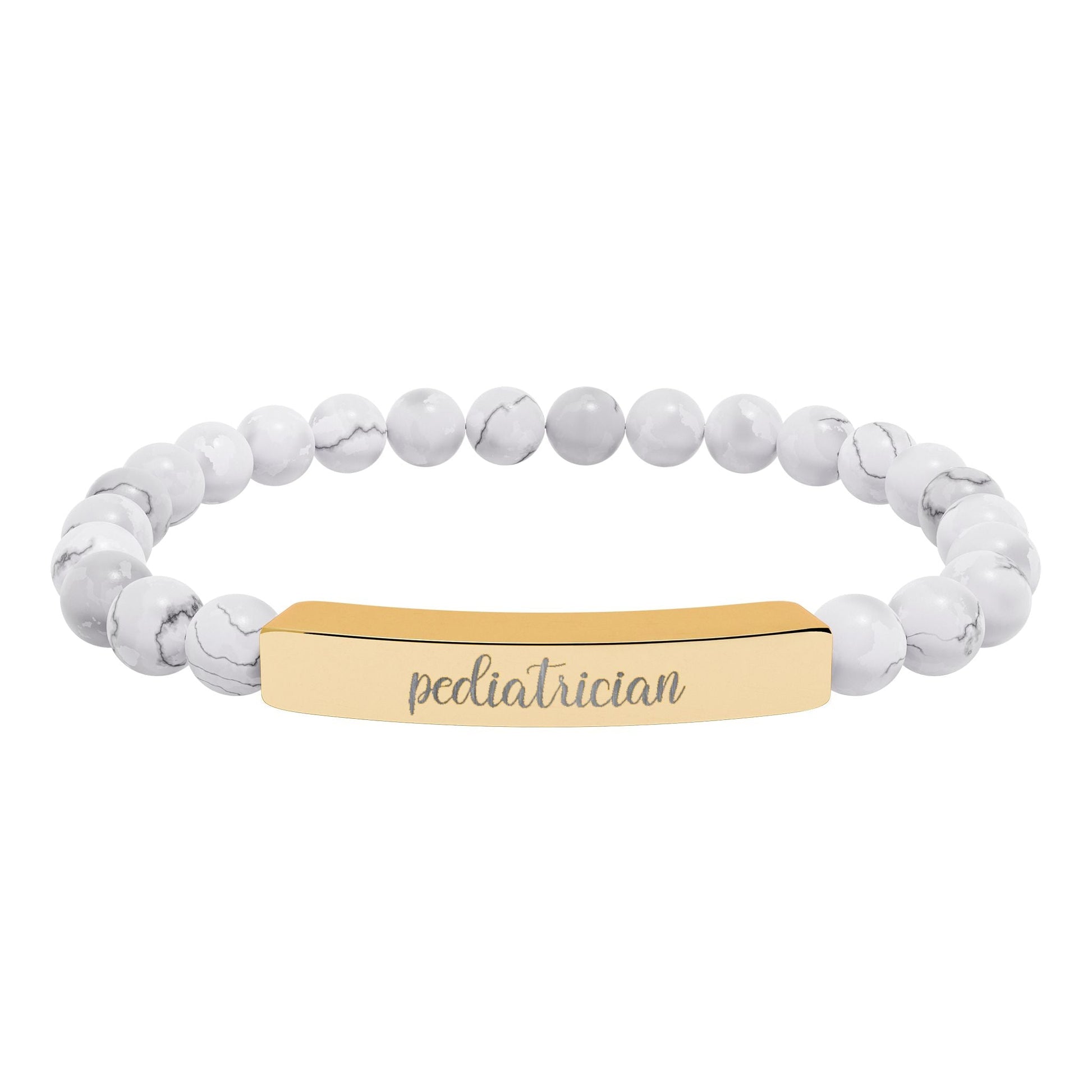 Pediatrician Natural Stone Engraved Bar Bracelet Printify