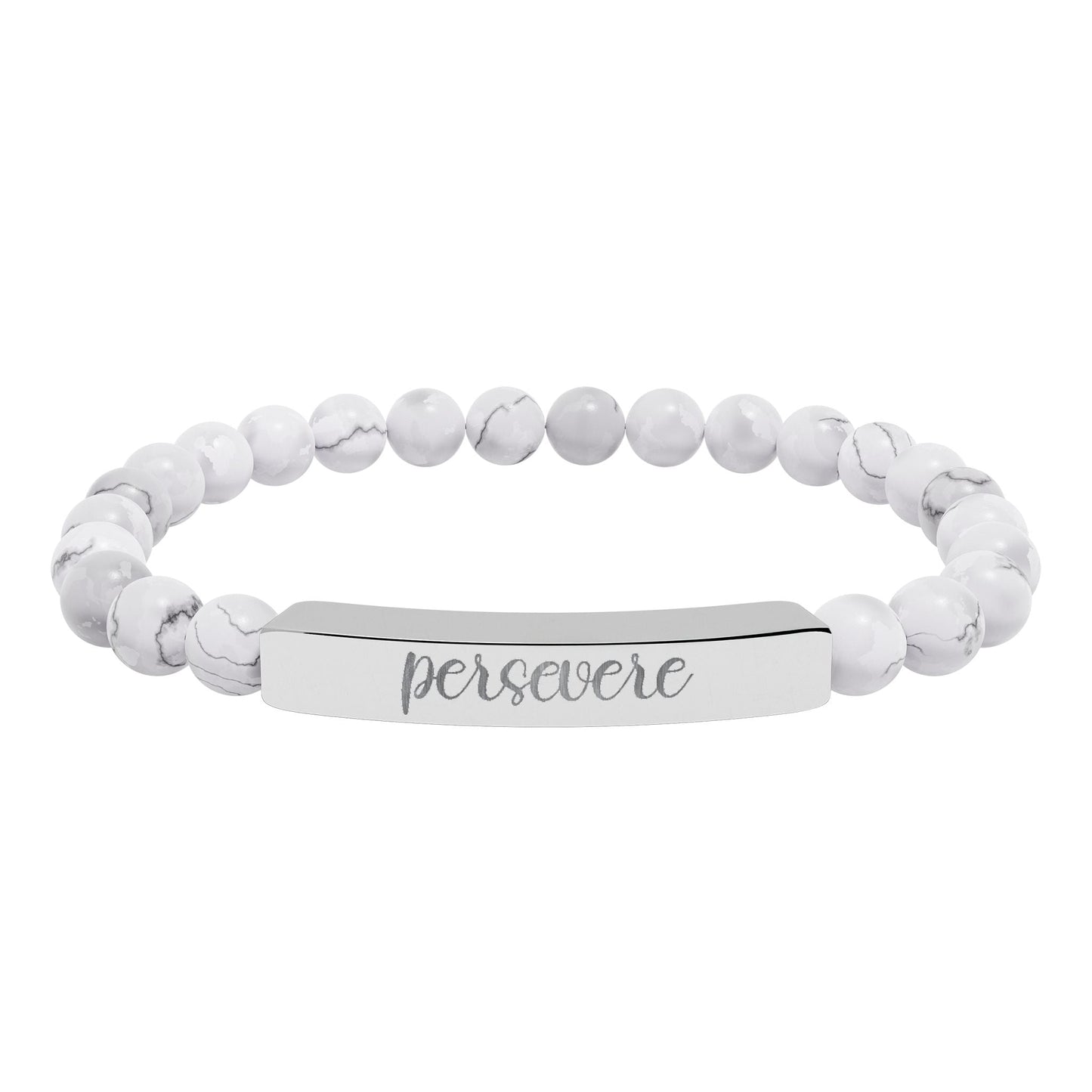 Persevere Natural Stone Engraved Bar Bracelet Printify