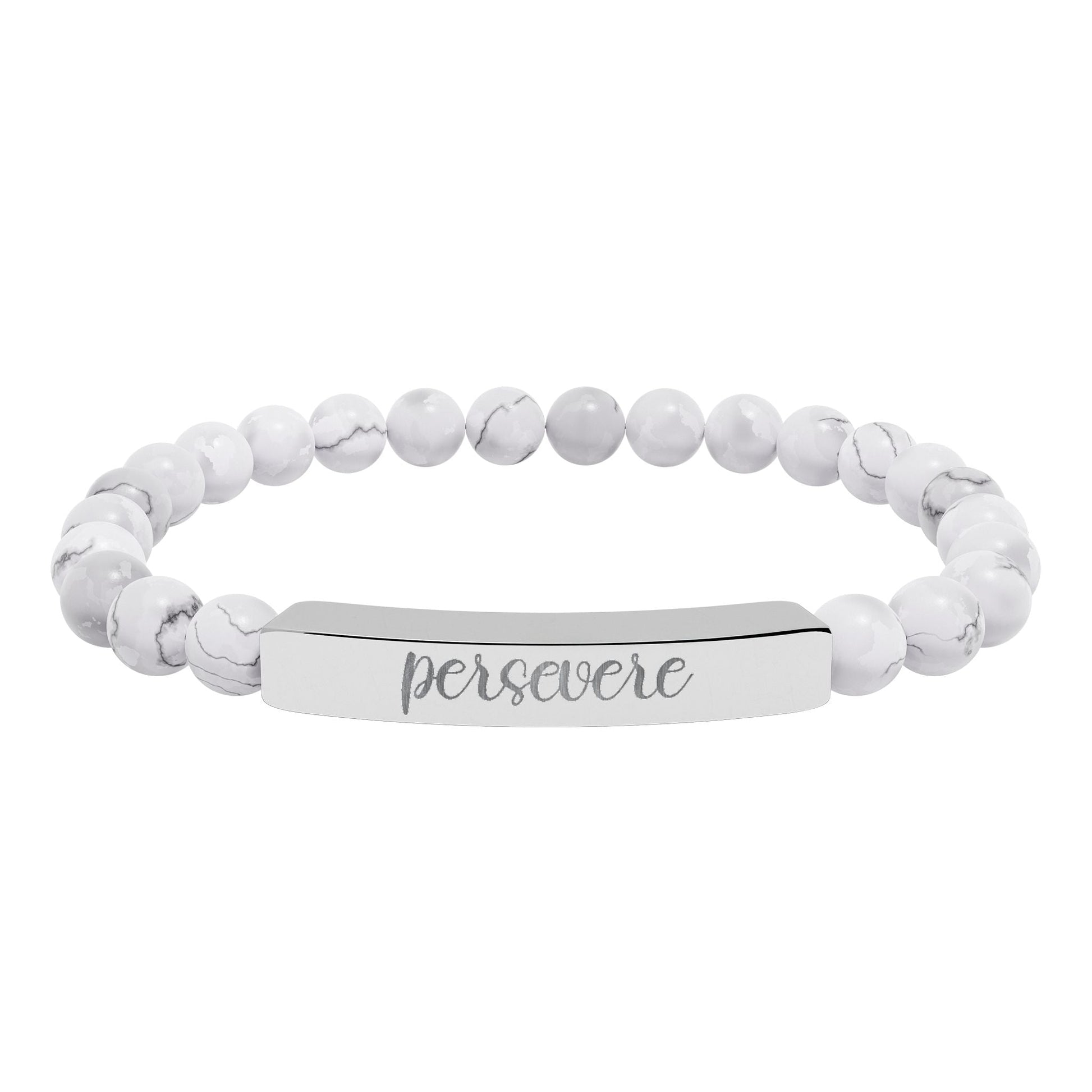 Persevere Natural Stone Engraved Bar Bracelet Printify