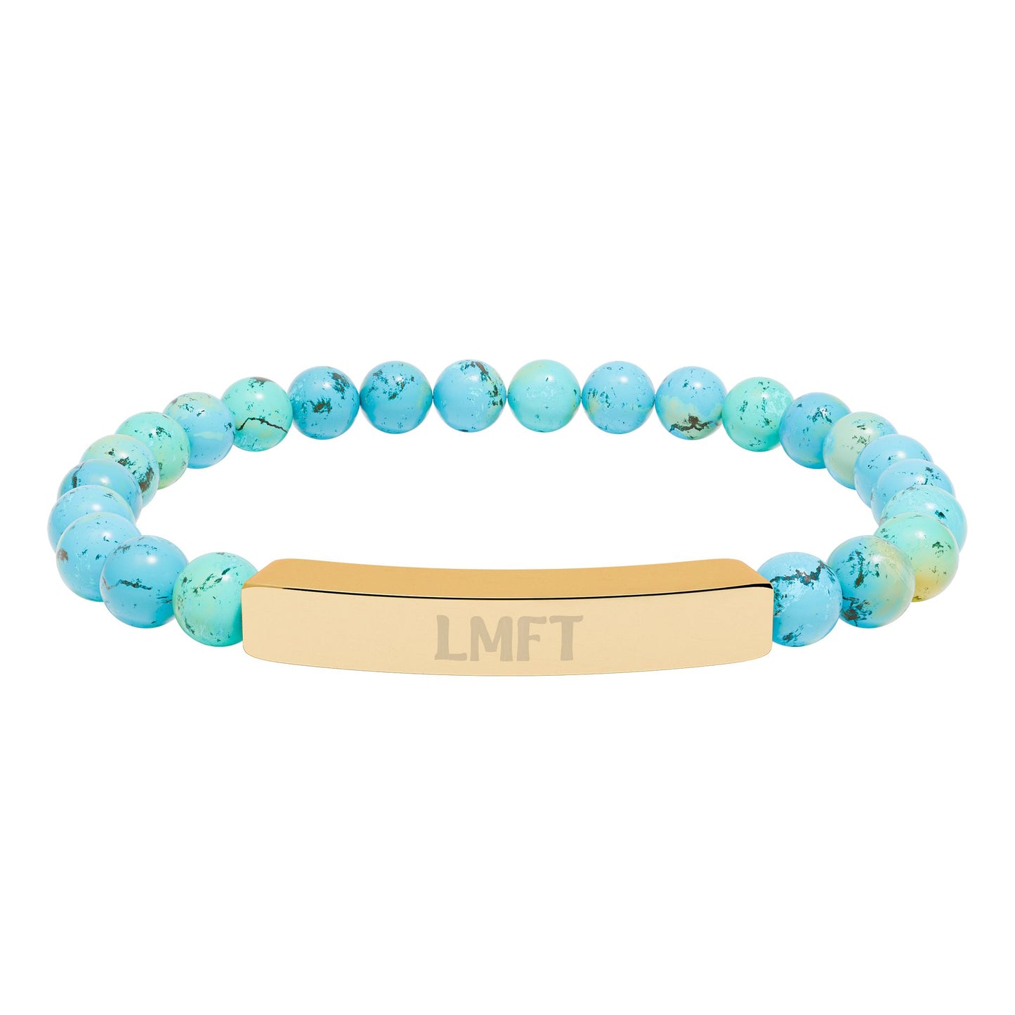 LMFT Natural Stone Engraved Bar Bracelet