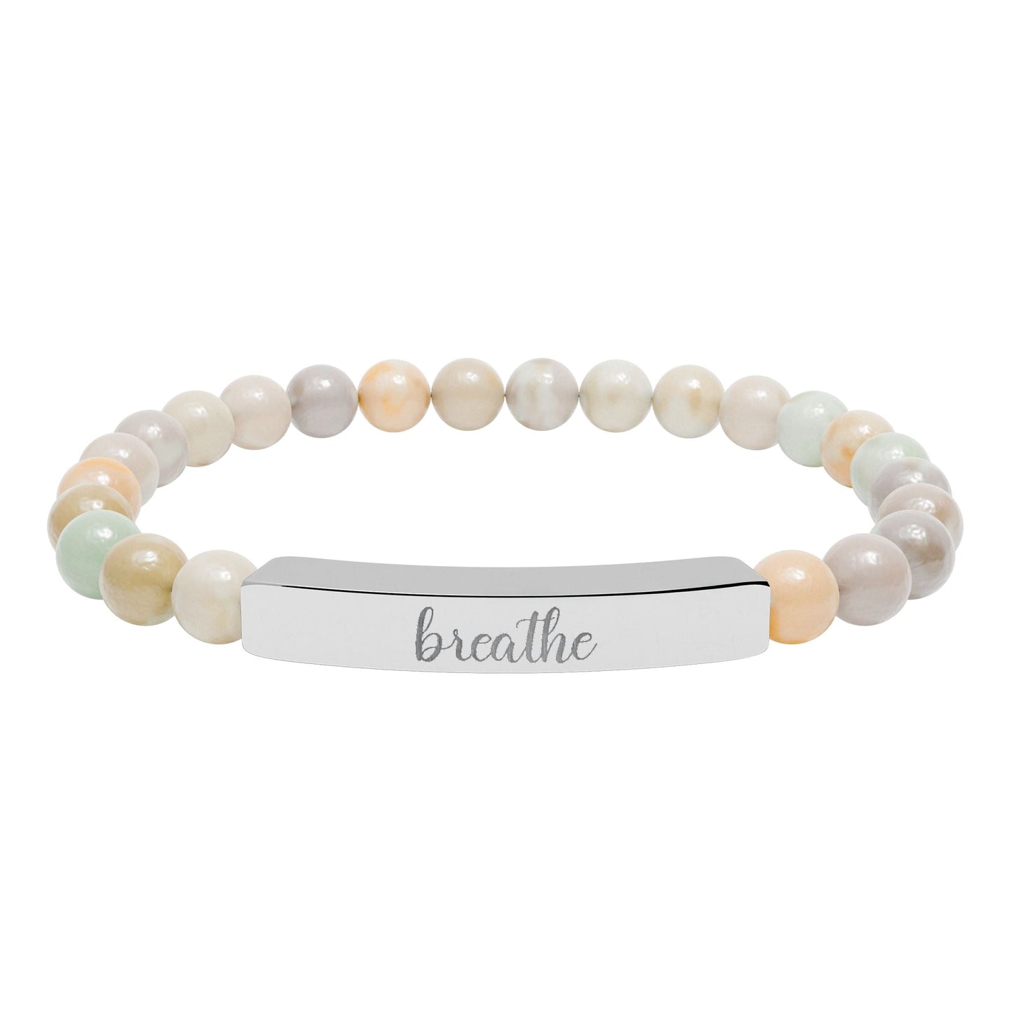Breathe Engraved Natural Stone Bar Bracelet Printify