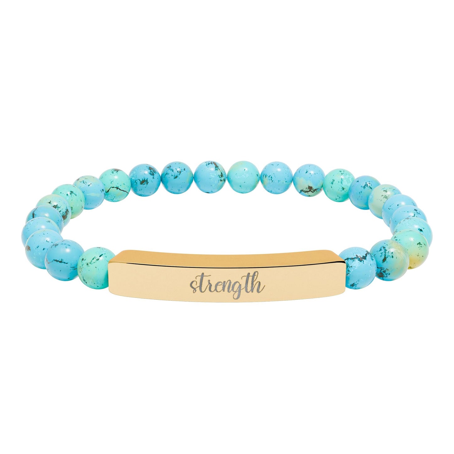 Strength Natural Stone Engraved Bar Bracelet Printify