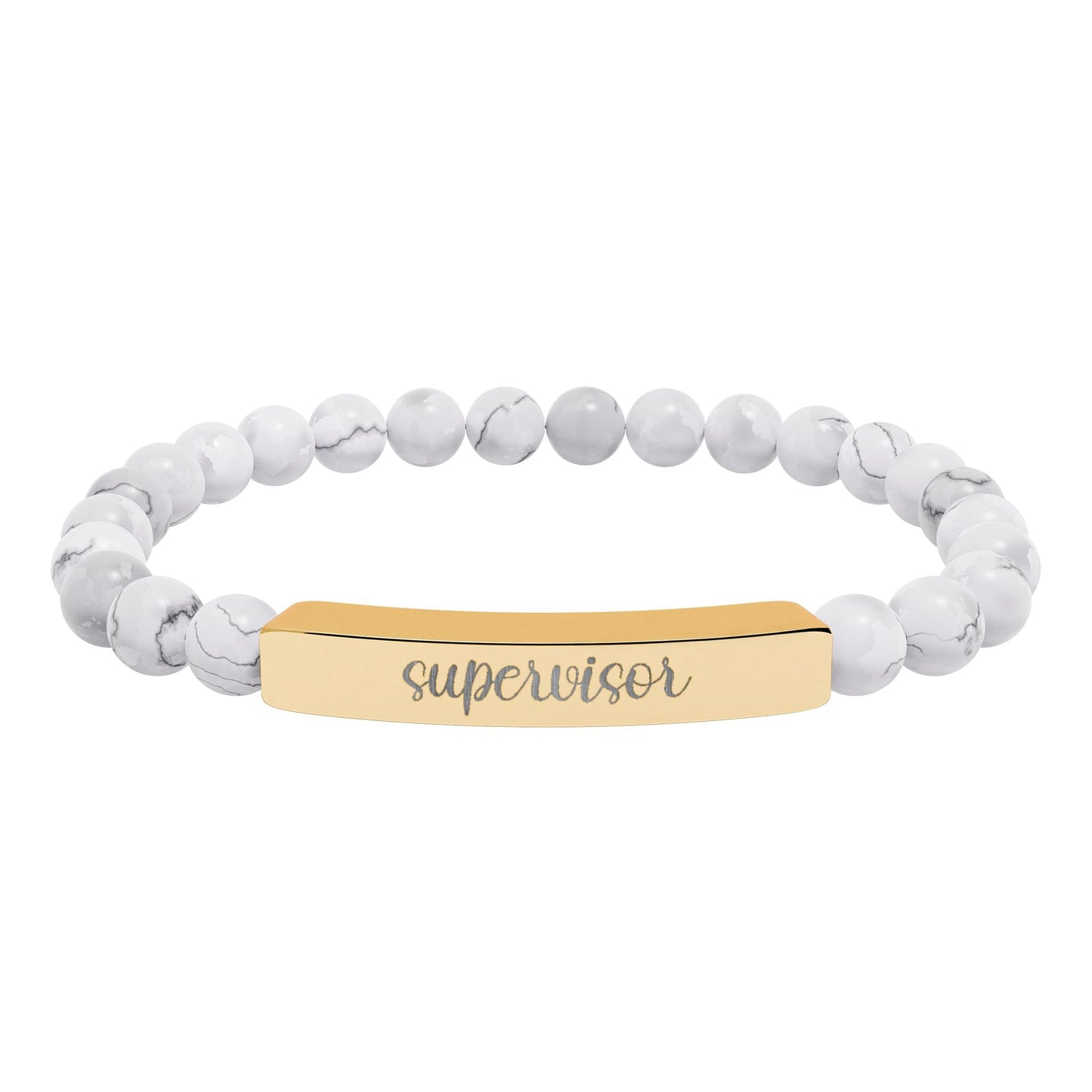 Supervisor Engraved Natural Stone Bar Bracelet Printify