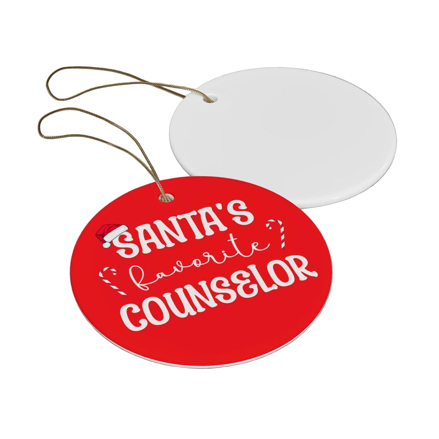 Santa's Favorite Counselor Ornament Printify