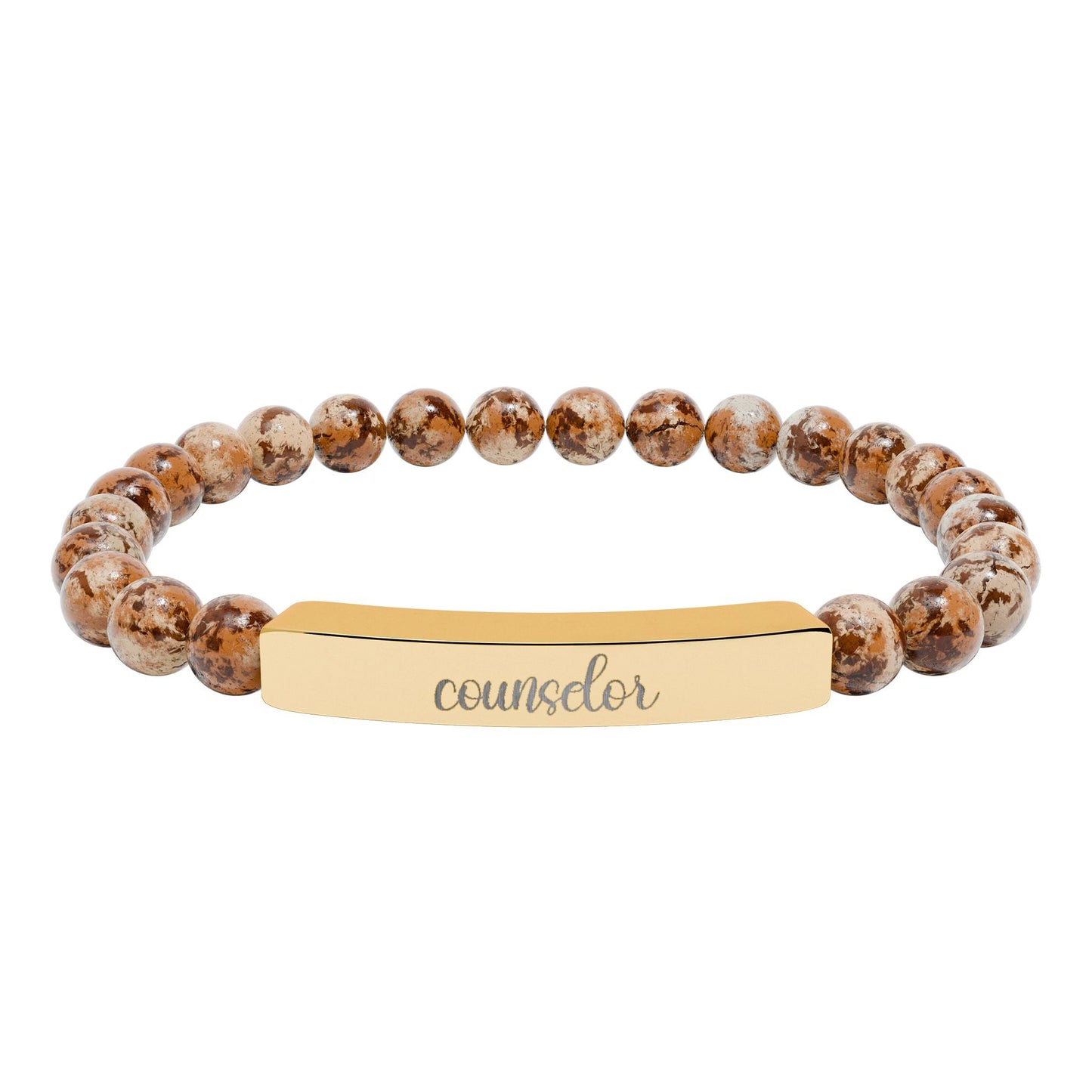 Counselor Natural Stone Engraved Bar Bracelet Printify