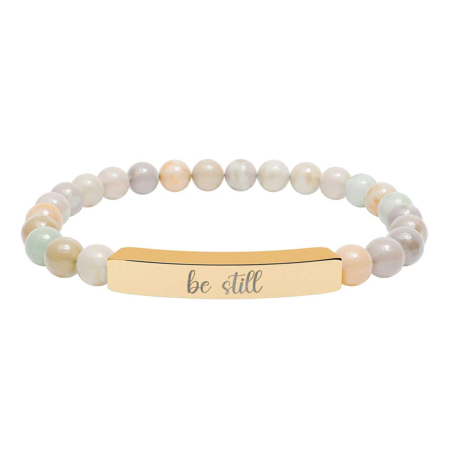 Be Still Natural Stone Engraved Bar Bracelet Printify
