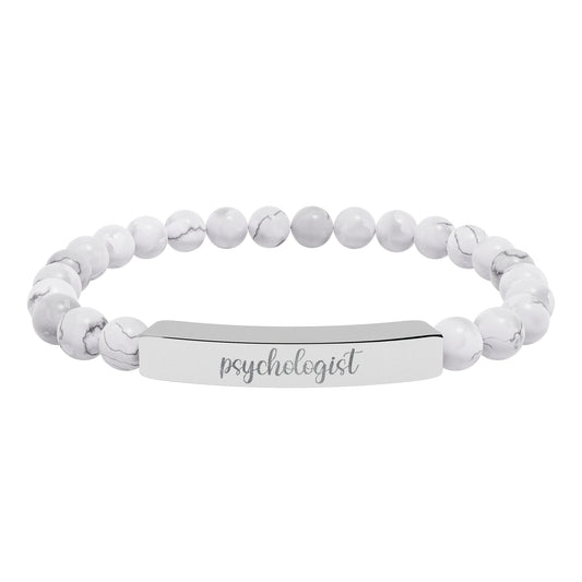 Psychologist Natural Stone Engraved Bar Bracelet Printify