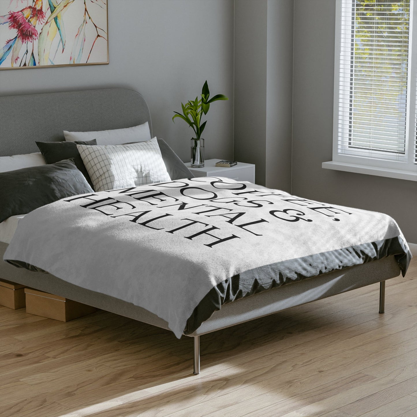 Coffee, Dogs & Mental Health Blanket Printify