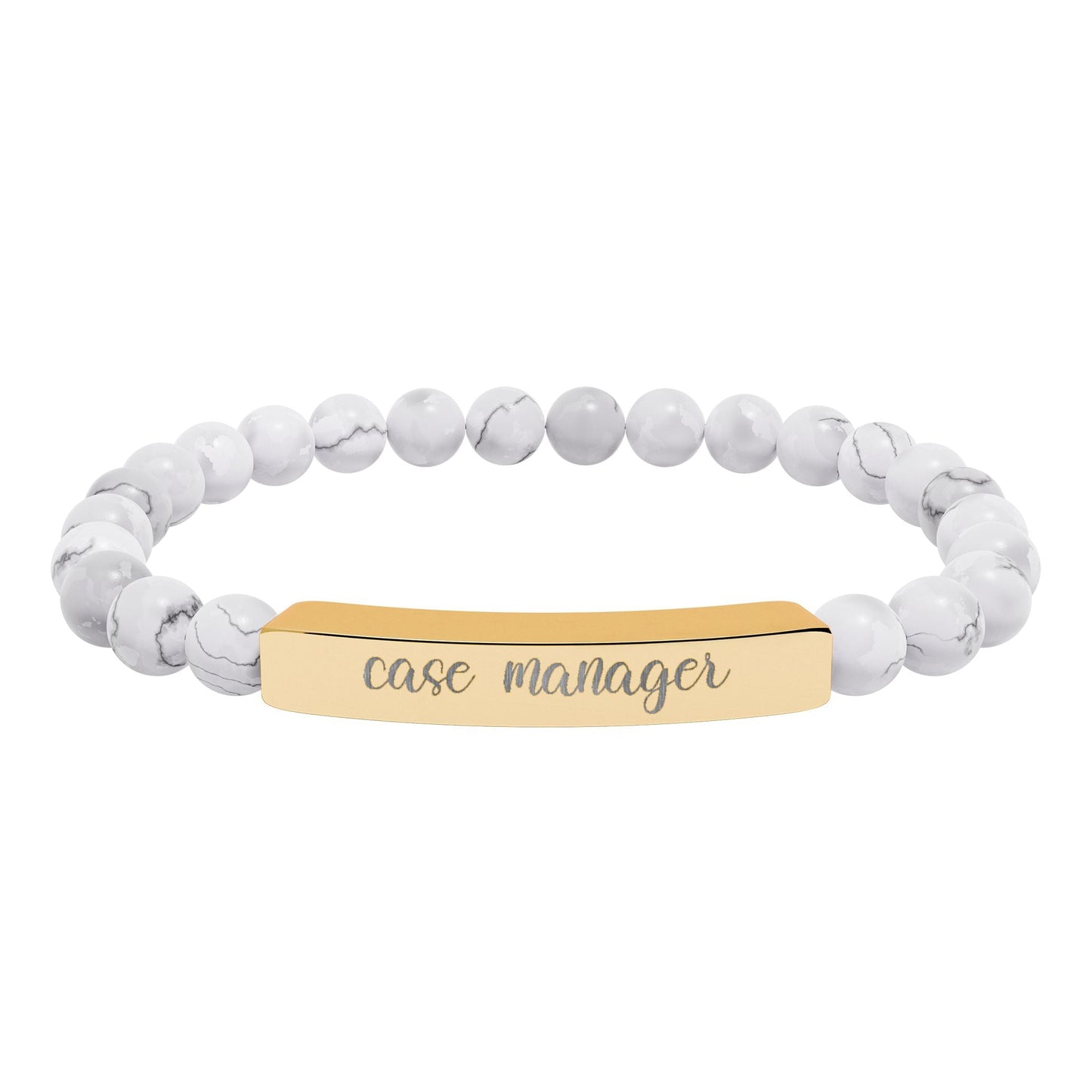 Case Manager Natural Stone Engraved Bar Bracelet Printify