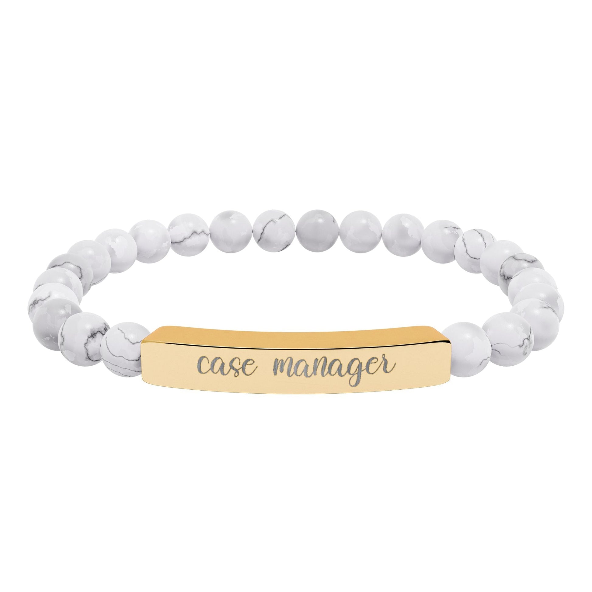 Case Manager Natural Stone Engraved Bar Bracelet Printify